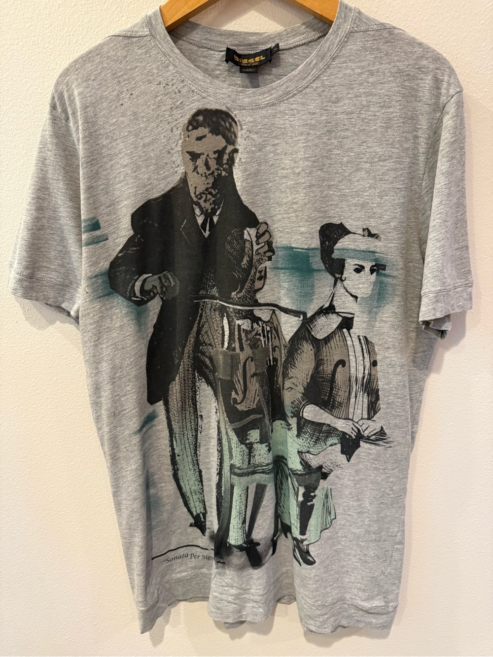 Diesel Men's Gray Sonata Per Signora Short Sleeve Tee Y2K